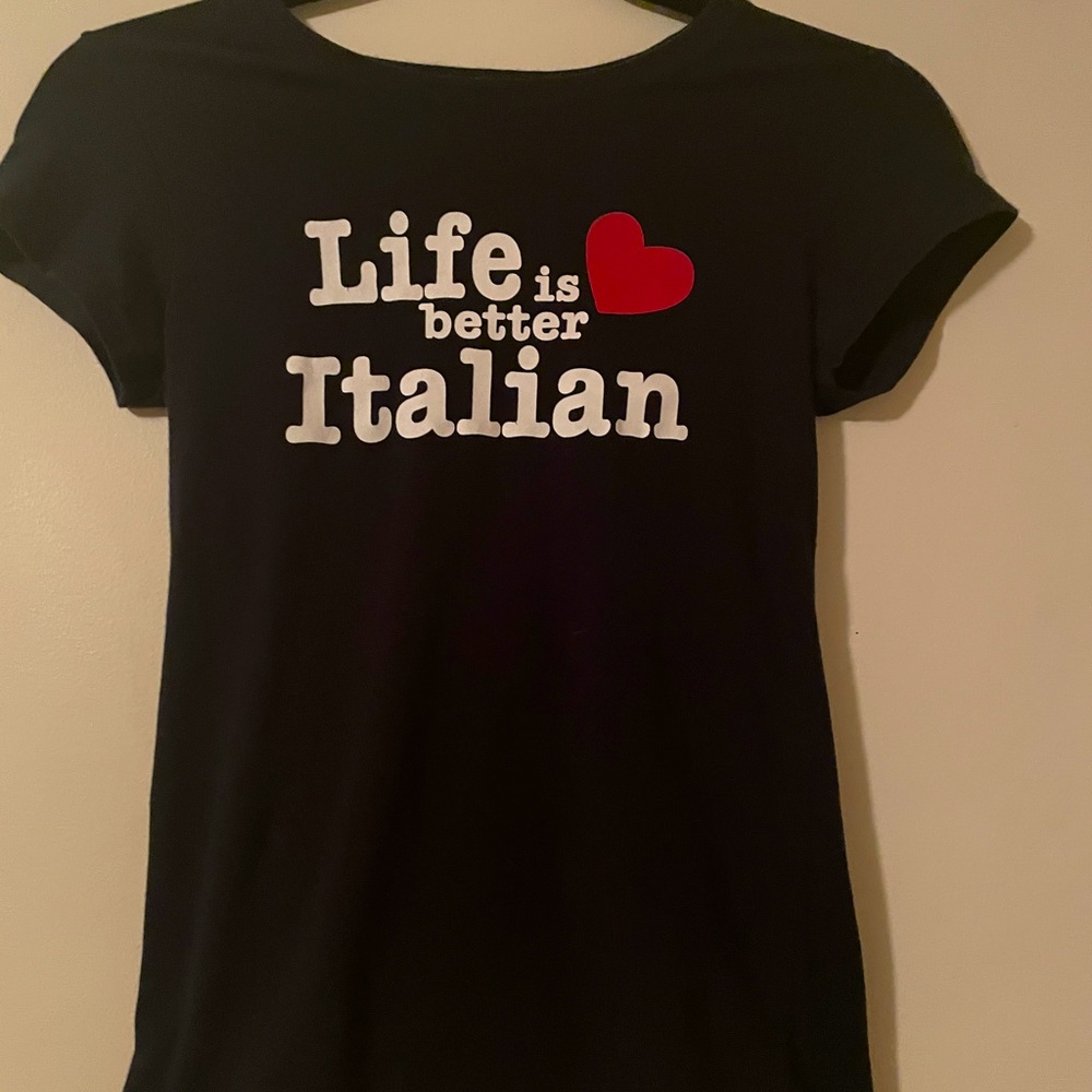 Medium black ambience apparel “life is better Italian” tee